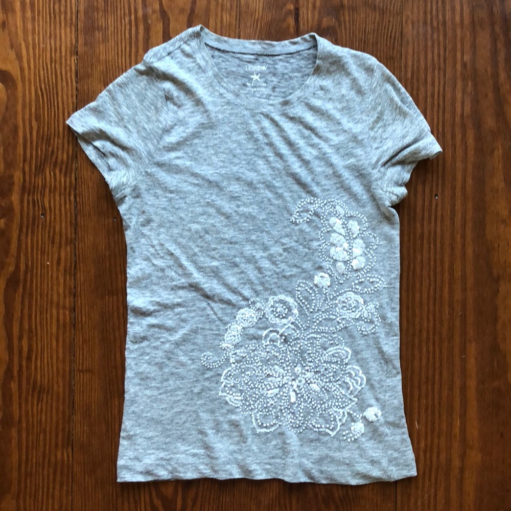 J. Crew Tee with beaded detail
